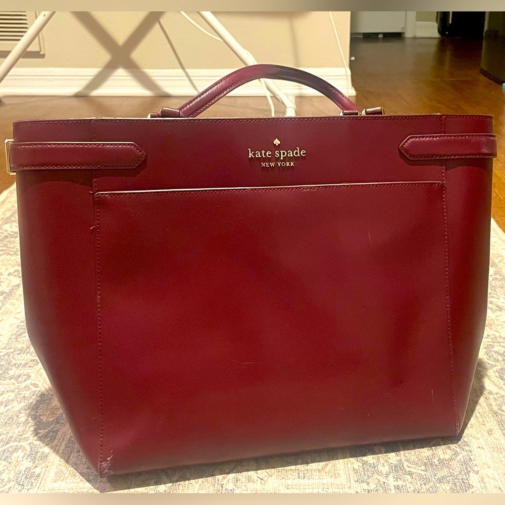 Kate Spade laptop bag and matching wallet, oxblood.